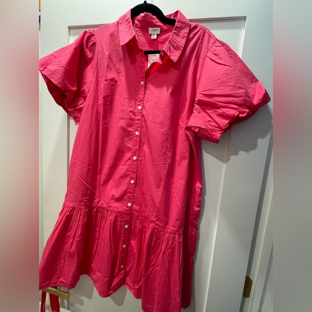 J. Crew Bright Pink Shirt Dress